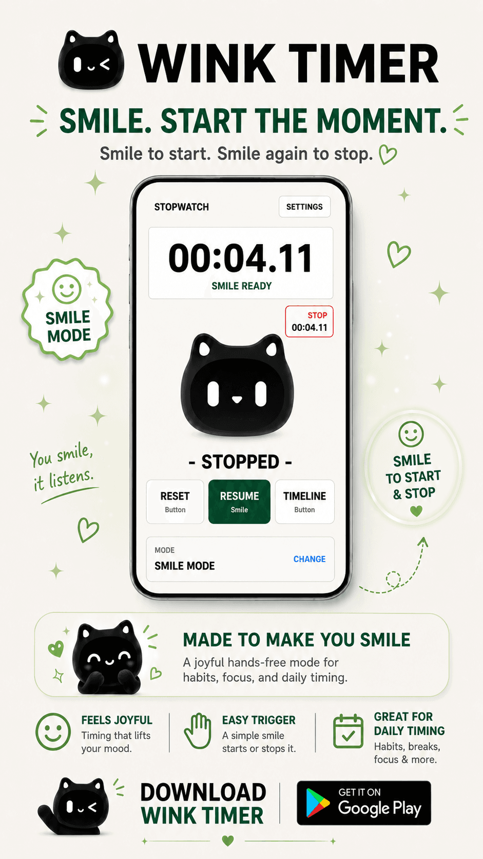 Smile Mode screenshot in Wink Timer